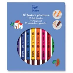 Djeco 10 Feutres Pinceaux, Couleurs Classiques
