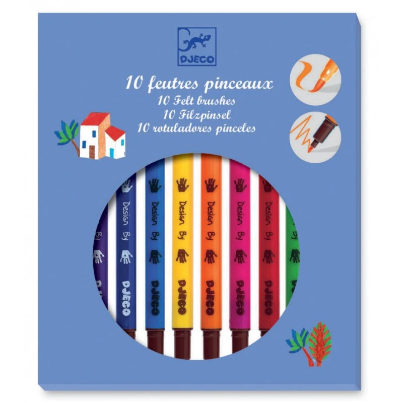 Djeco 10 Feutres Pinceaux, Couleurs Classiques 3 Djeco 10 Feutres Pinceaux, Couleurs Classiques