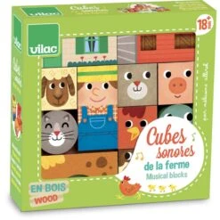Vilac Cubes Sonores En Bois Animaux De La Ferme 10 Vilac Cubes Sonores En Bois Animaux De La Ferme -Magasin De Jouets cubes sonores en bois animaux de la ferme 3