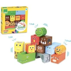 Vilac Cubes Sonores En Bois Animaux De La Savane -Magasin De Jouets cubes sonores en bois animaux de la savane 3
