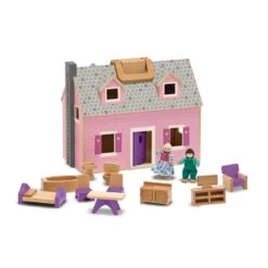 Maison De Poupée Complète Pliable Et Transportable -Magasin De Jouets maison de poupee pliable et transportable 2