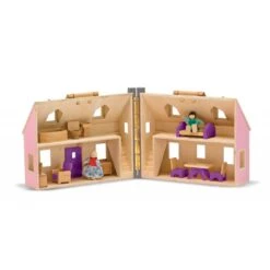 Maison De Poupée Complète Pliable Et Transportable -Magasin De Jouets maison de poupee pliable et transportable 3