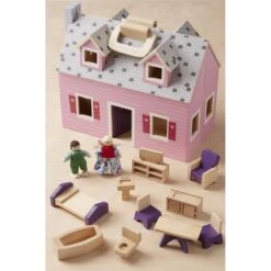 Maison De Poupée Complète Pliable Et Transportable -Magasin De Jouets maison de poupee pliable et transportable 4
