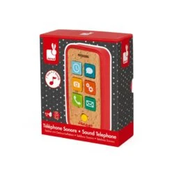 Janod Téléphone Pour Enfant En Bois Avec Sons -Magasin De Jouets telephone pour enfant en bois avec sons 1